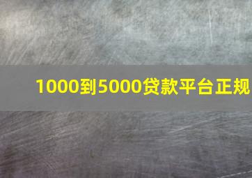 1000到5000贷款平台正规