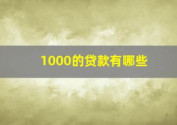 1000的贷款有哪些