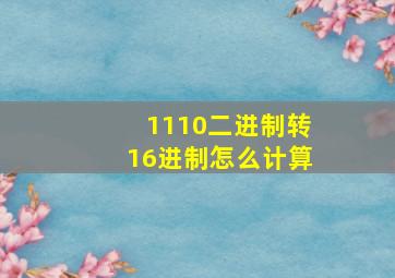 1110二进制转16进制怎么计算