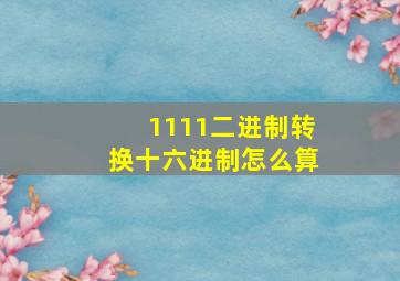 1111二进制转换十六进制怎么算