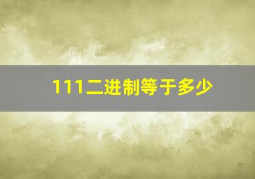 111二进制等于多少