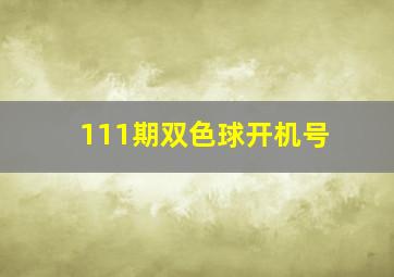 111期双色球开机号