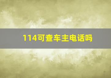 114可查车主电话吗