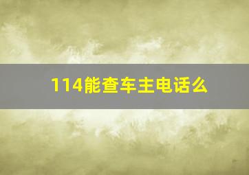 114能查车主电话么