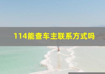 114能查车主联系方式吗