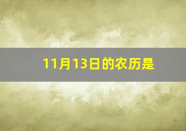 11月13日的农历是