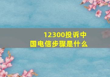 12300投诉中国电信步骤是什么