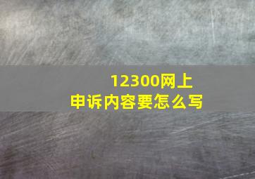 12300网上申诉内容要怎么写