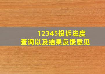 12345投诉进度查询以及结果反馈意见