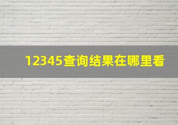 12345查询结果在哪里看