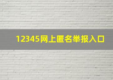 12345网上匿名举报入口