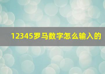 12345罗马数字怎么输入的