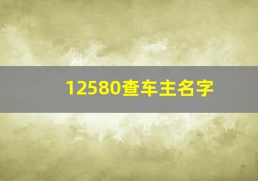 12580查车主名字