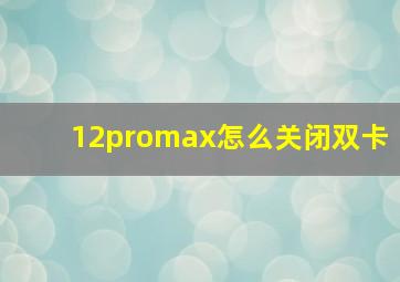 12promax怎么关闭双卡