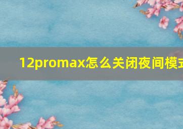 12promax怎么关闭夜间模式