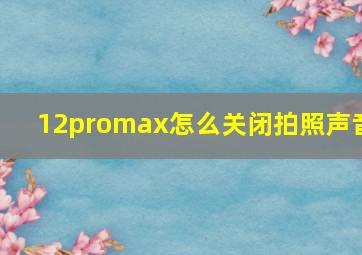 12promax怎么关闭拍照声音