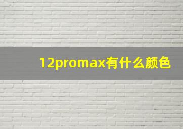 12promax有什么颜色