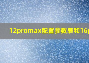 12promax配置参数表和16plus