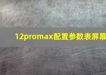 12promax配置参数表屏幕