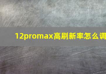 12promax高刷新率怎么调