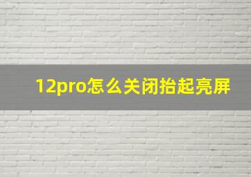 12pro怎么关闭抬起亮屏