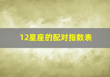 12星座的配对指数表