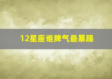 12星座谁脾气最暴躁