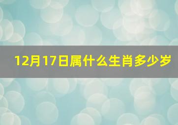 12月17日属什么生肖多少岁