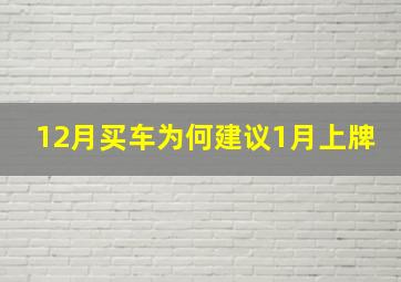 12月买车为何建议1月上牌