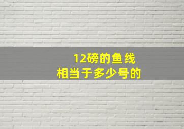 12磅的鱼线相当于多少号的