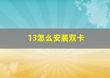 13怎么安装双卡