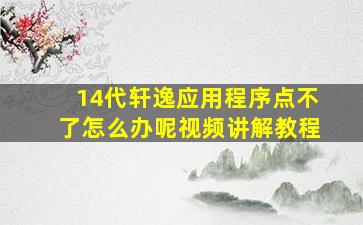 14代轩逸应用程序点不了怎么办呢视频讲解教程