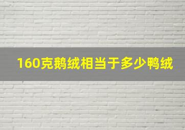 160克鹅绒相当于多少鸭绒