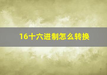 16十六进制怎么转换