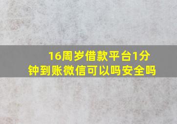 16周岁借款平台1分钟到账微信可以吗安全吗