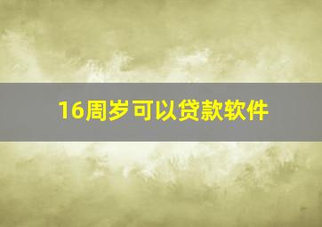 16周岁可以贷款软件