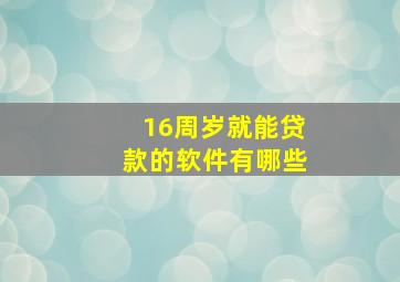 16周岁就能贷款的软件有哪些