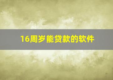 16周岁能贷款的软件