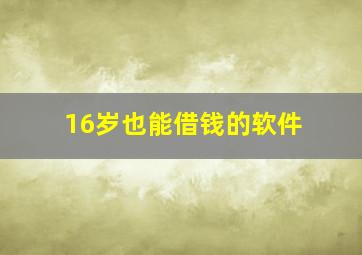 16岁也能借钱的软件