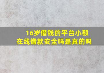 16岁借钱的平台小额在线借款安全吗是真的吗