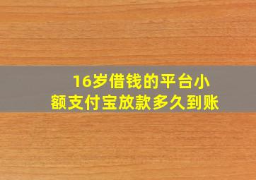 16岁借钱的平台小额支付宝放款多久到账