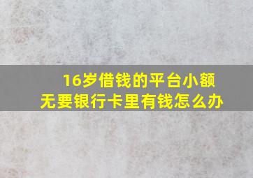 16岁借钱的平台小额无要银行卡里有钱怎么办