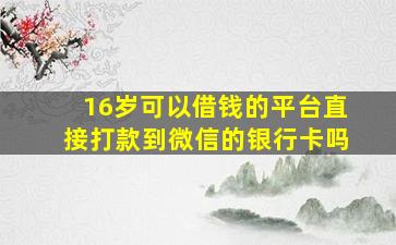 16岁可以借钱的平台直接打款到微信的银行卡吗