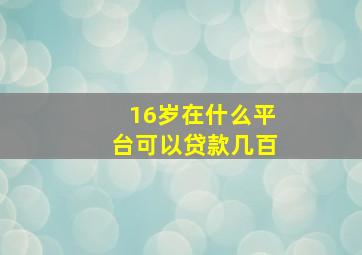 16岁在什么平台可以贷款几百