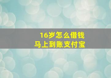 16岁怎么借钱马上到账支付宝