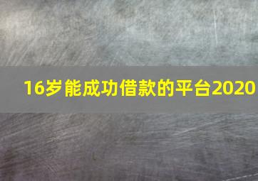 16岁能成功借款的平台2020