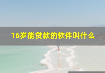 16岁能贷款的软件叫什么