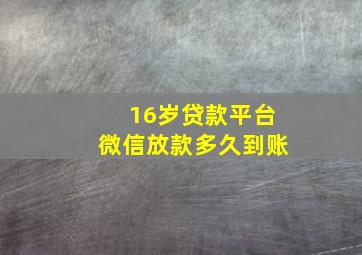 16岁贷款平台微信放款多久到账