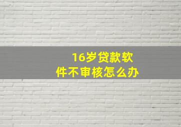 16岁贷款软件不审核怎么办