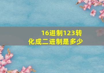 16进制123转化成二进制是多少